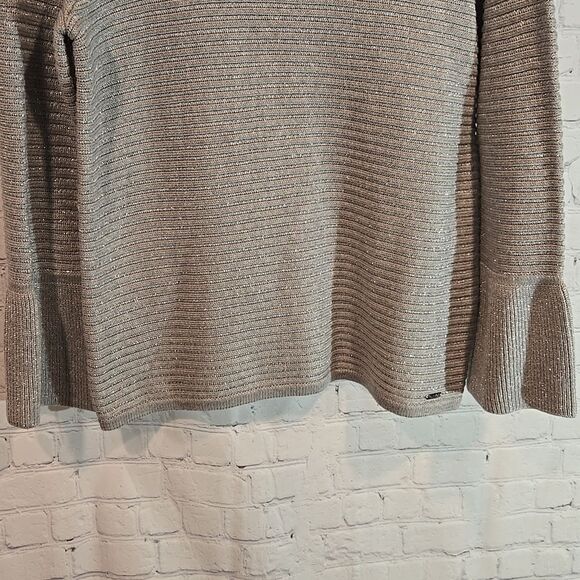 Calvin Klein Women's Gray metallic Cowl Neck Sweater size S - Picture 3 of 10
